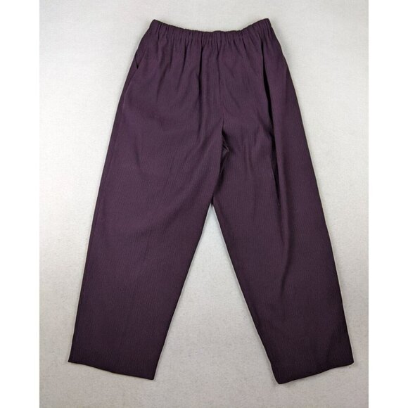 T & COMPANY - WOMEN'S PURPLE STRIPED ELASTIC WAIST PULL-ON PANTS - SIZE 12 - Picture 10 of 10